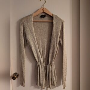 Fendi Gold Knit Tie Waist Cardigan Sweater Lux 42